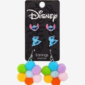 Disney‎ Lilo & Stitch Rianbow Pom Pom Earring Set Hot Topic
